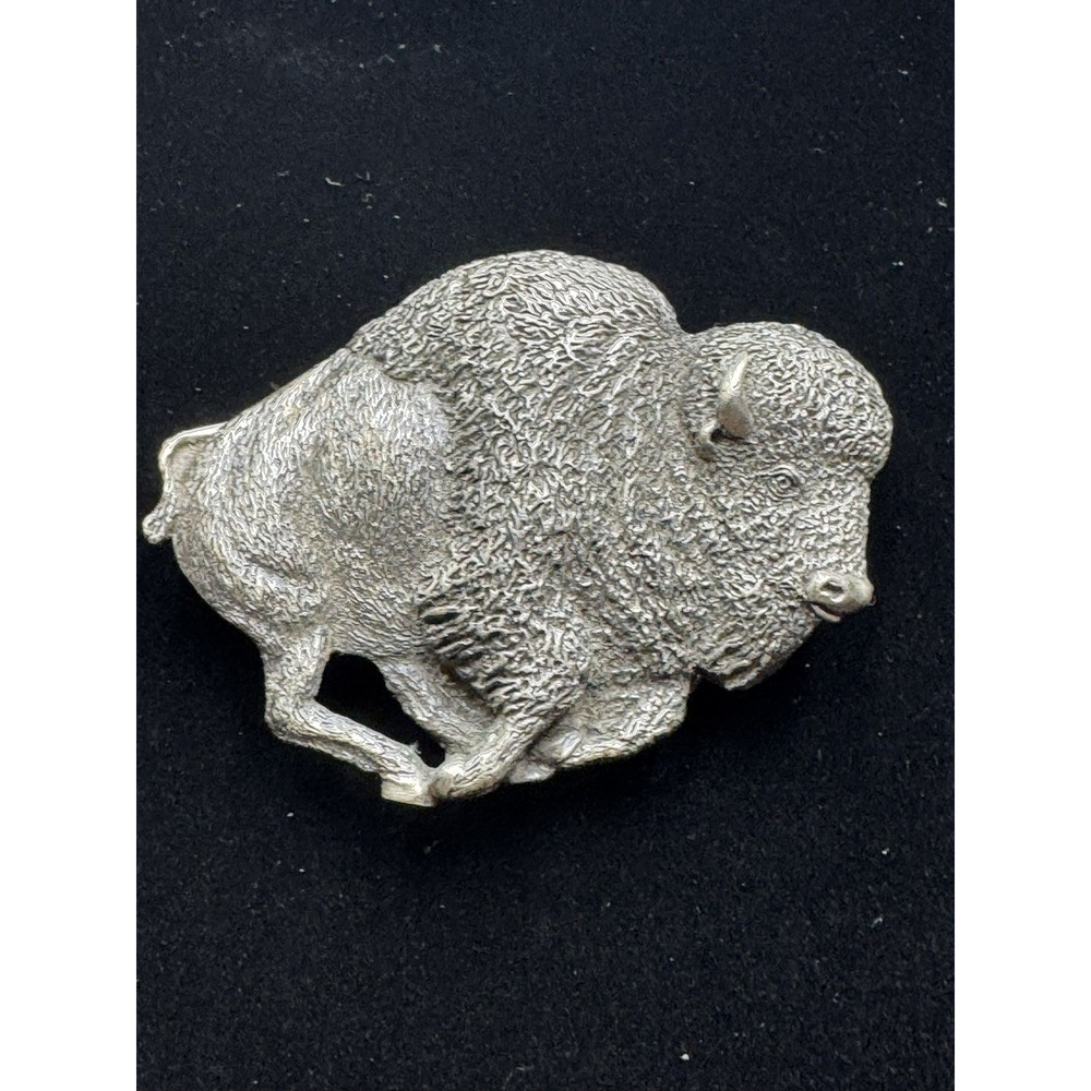 Vtg Buffalo Bison 1980 Belt Buckle Bergamot Brass Works Z-145 USA 2½" x 3"